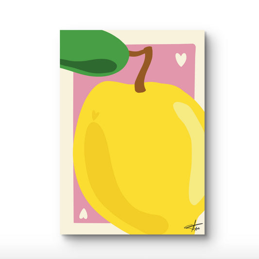 Lemon Art Print, Minimalist Fruit Decor, Pink and Yellow Wall Art, Modern Kitchen Poster, Fruitcore Aesthetic, Lemon Heart Illustration, Soft Pink Art, Nursery Wall Decor, Sustainable Art Print, Botanical Block Print.